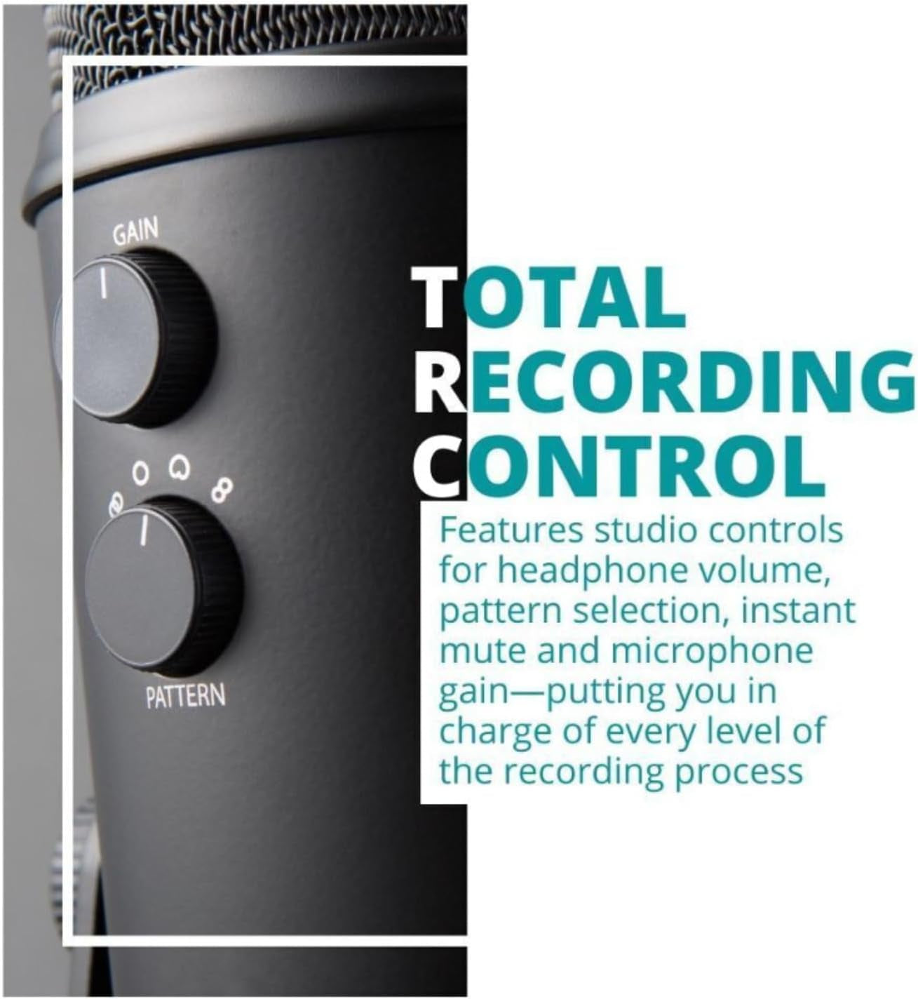 Blue Yeti USB Microphone (Blackout) Bundle with Focus Pro Audio Headphones and Pop Filter (3 Items)