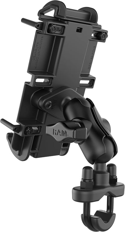 Quick-Grip Large Phone Mount with Handlebar U-Bolt Base RAM-B-149Z-A-PD4U with Short Arm for Motorcycle, ATV/UTV, Bike