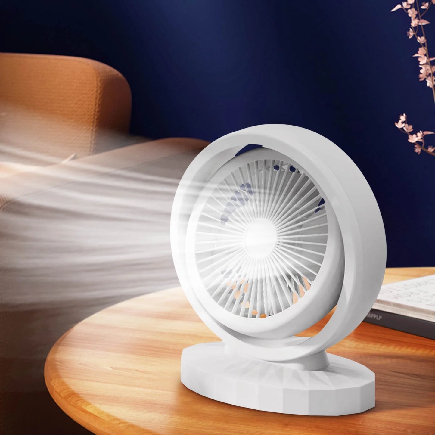 Cooling Multifunctional Mini Charging Small Fan, Strong Wind, Small Night Light, Office Desktop, Small Dormitory, Silent USB Electric Fan, Purple, on Clearance