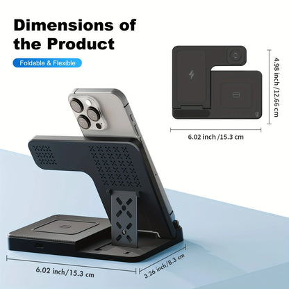 Wireless Charger, Magnetic Fast Charging Stand Compatible with Iphone 16 15 14 13 12 11 Pro Max plus XS XR X 8, for Apple Watch 9 8 7 6 5 4 3 2 SE, for Airpods 3 2 Pro, 3 in 1 Charging Station