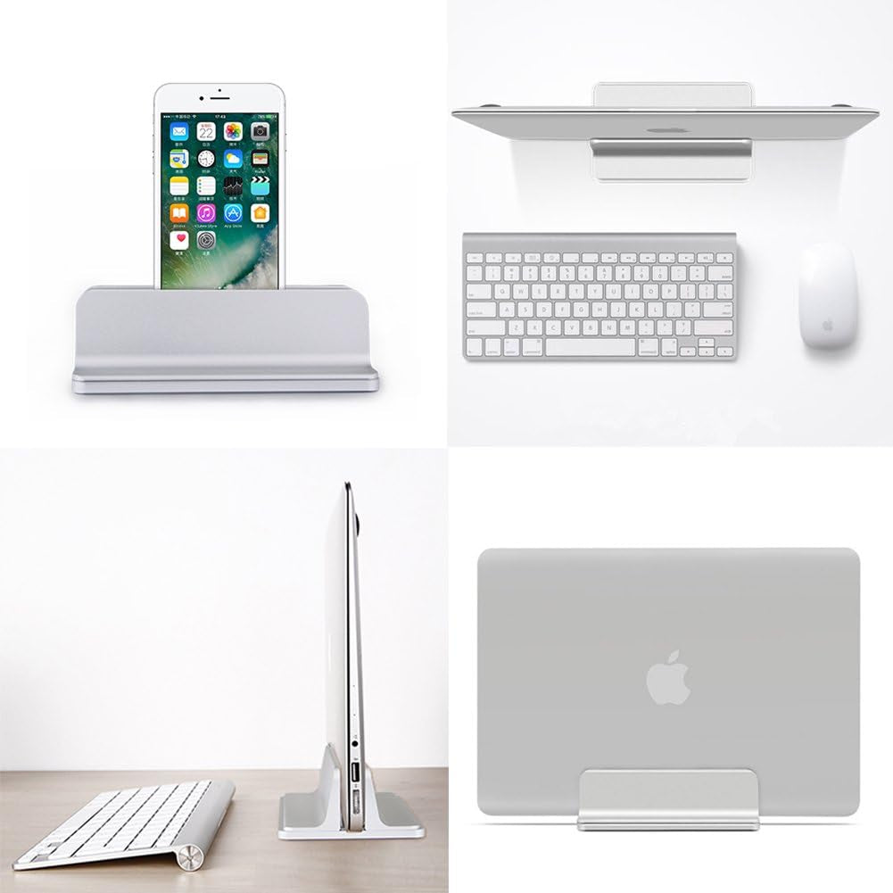 Laptop Stand, Cradle for Laptops, Adjustable Dock, Holder for Macbook Dell Hp Surface Ipad - Silver