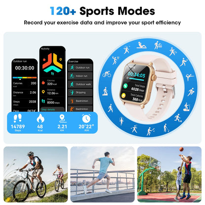 2025 New Extra Long Battery Smartwatch 1.85-Inch, (Receives/Dials/Standby Time 60 Days/120+ Sport Mode)Fits for Android and Iphone Devices (Pink)