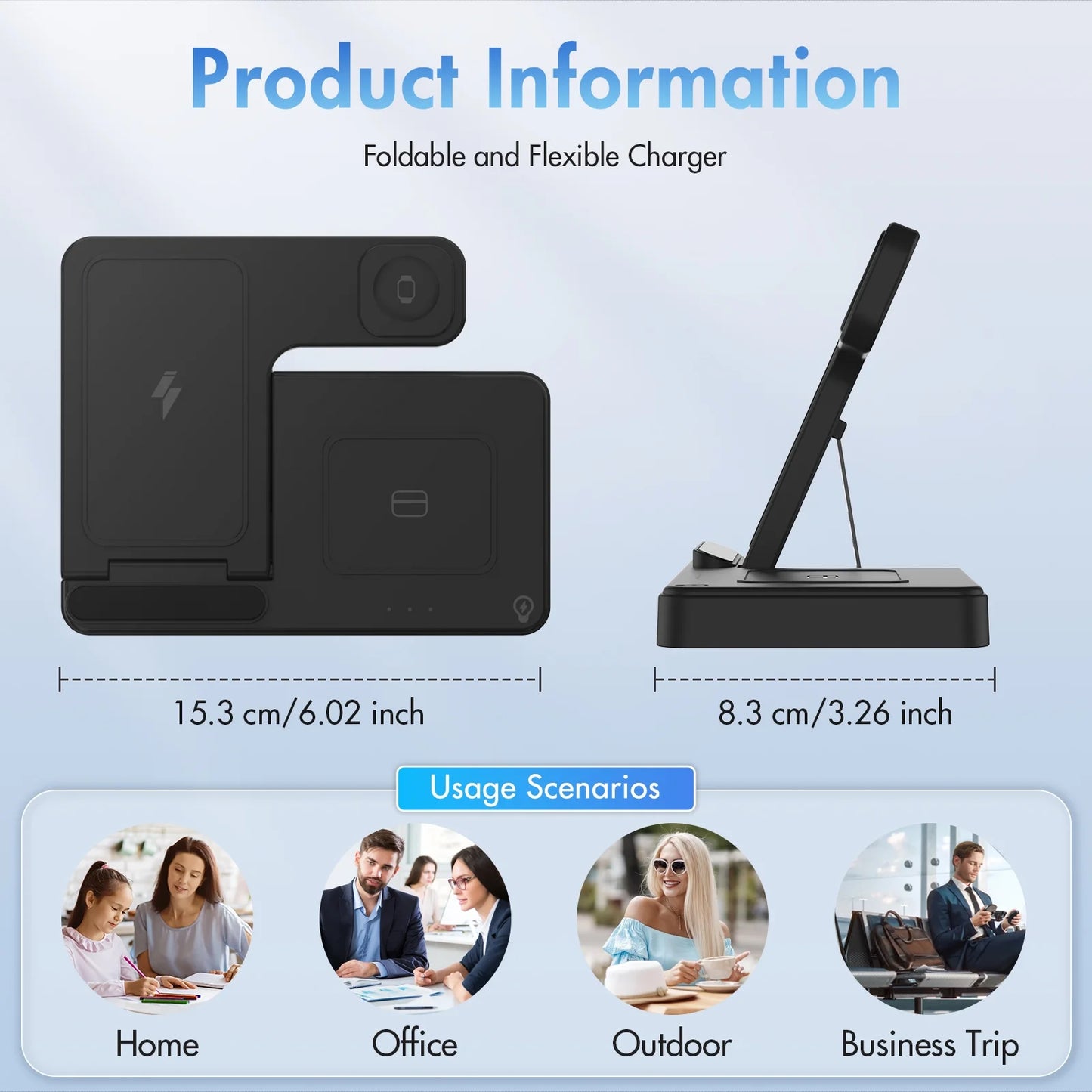 Wireless Charger, Magnetic Fast Charging Stand Compatible with Iphone 16 15 14 13 12 11 Pro Max plus XS XR X 8, for Apple Watch 9 8 7 6 5 4 3 2 SE, for Airpods 3 2 Pro, 3 in 1 Charging Station