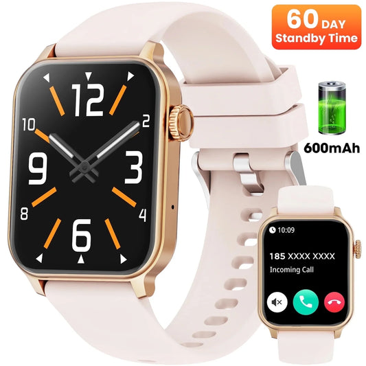 2025 New Extra Long Battery Smartwatch 1.85-Inch, (Receives/Dials/Standby Time 60 Days/120+ Sport Mode)Fits for Android and Iphone Devices (Pink)