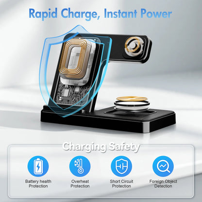 Wireless Charger, Magnetic Fast Charging Stand Compatible with Iphone 16 15 14 13 12 11 Pro Max plus XS XR X 8, for Apple Watch 9 8 7 6 5 4 3 2 SE, for Airpods 3 2 Pro, 3 in 1 Charging Station