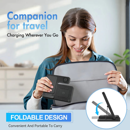 Wireless Charger, Magnetic Fast Charging Stand Compatible with Iphone 16 15 14 13 12 11 Pro Max plus XS XR X 8, for Apple Watch 9 8 7 6 5 4 3 2 SE, for Airpods 3 2 Pro, 3 in 1 Charging Station