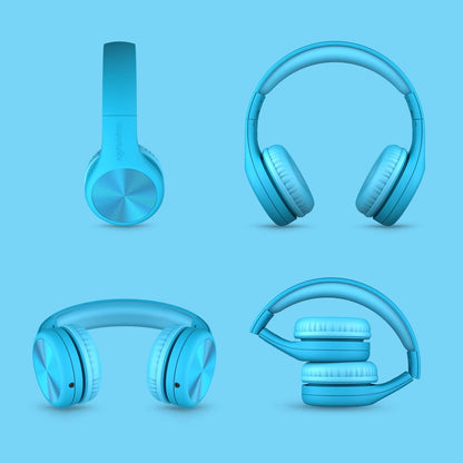 Connect+ Pro Wired Kids Headphones for School W/Microphone, Volume Limiting & Noise Reduction Over-Ear Headset with Cord, Shareport Technology & Softtouch Padding, Blue Headphones for Kids