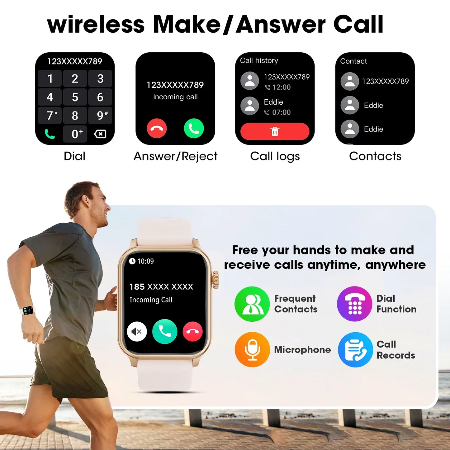 2025 New Extra Long Battery Smartwatch 1.85-Inch, (Receives/Dials/Standby Time 60 Days/120+ Sport Mode)Fits for Android and Iphone Devices (Pink)