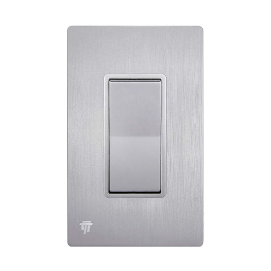 Elite Series Decorator Light Switch with Brushed Screwless Wall Plate, Single Pole, 3 Wire, Grounding Screw, Residential Grade, 15A 120V, UL Listed, 91150-SVWBP, Silver with Wall Plate